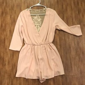 Blush pink 3/4 sleeve romper